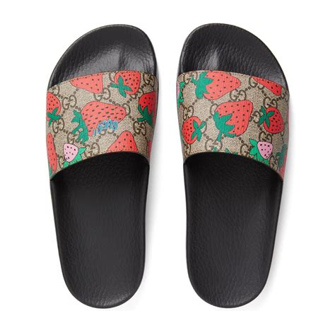 gucci slides women floral|gucci slides with strawberry.